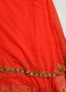 Elegant Orange Embellished Saree