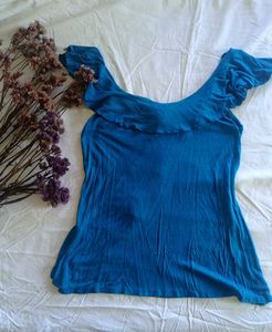 Blue Ruffle Tops