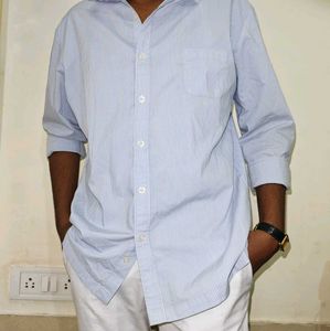 Trendy Bluish Striped Shirt For Mens