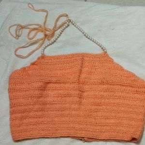 Crochet Pearl Halter Top