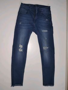 Ripped Dark Wash Denim Jeans