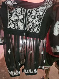 Embroidered Black Kurta