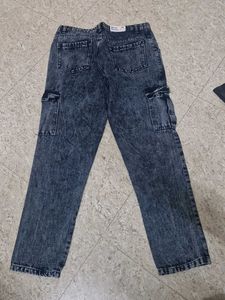 Acid Wash Cargo Jeans