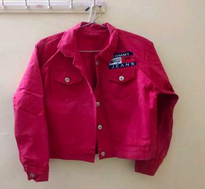 Tommy Jeans Red Button-Down Jacket