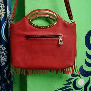 Black Studded Bag Peach Colour Purse Red Side Ba