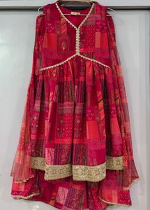 Pink Printed Kurta Plazo Set