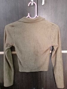 Ribbed Tie Front Top
