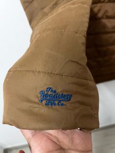 Brown Puffer Jacket With Belt