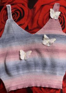 Ombre Purple Vneck Crop Top