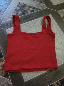 Red Cropped Tank Top