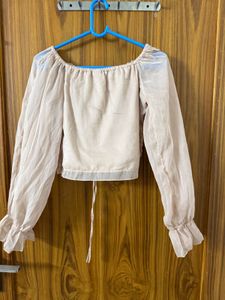 Cute Beige Long Sleeve Top