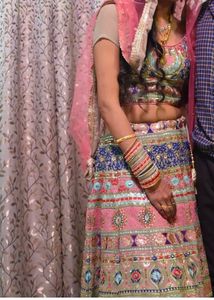 Zari Work Crop Top With Skirt