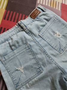 Wide Leg Light Blue Faded Jeans