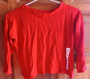 Red Crop Long Sleeve Tee