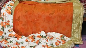 Heavy Border Saree With Stitched Blouse🟠⚪