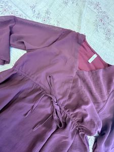 Mauve Ruched Top with Bell Sleeves
