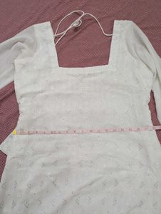 White Lace Kurti And Pants Set