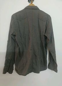 Moustache Brown &amp; Blue Striped Slim Fit Shirt