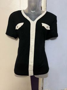 Korean Pintrest Chic Black & White Top