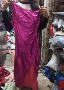 matellic Shiny Pink One-Shoulder Dress