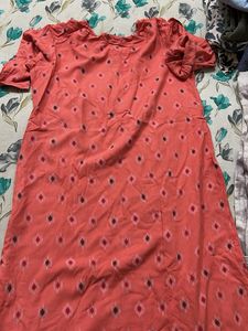 Peach Ikat Printed Kurti