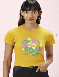Mustard Cotton Printed Top