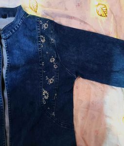 Denim Jacket With Floral Design