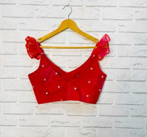 Padded Raw Silk Foil Work Starlight Blouse