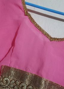 Pink and Golden Two Colour Saree For Festive wear