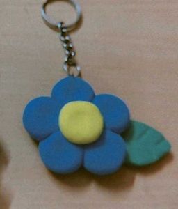 handmade Blue Flower and cute dog Keychain🌷