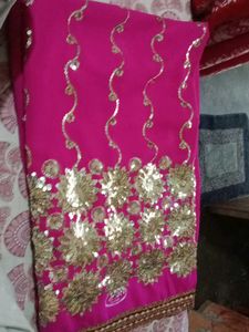 Pink Embellished Saree