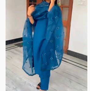 Teal Blue Embroidered Salwar Kameez