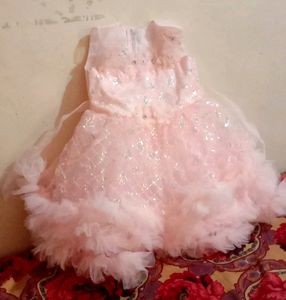 Peach Sparkly Flower Girl Dress