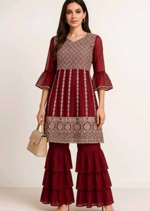 Pakistani Cord Set With  Zari Nag Full Embroidery