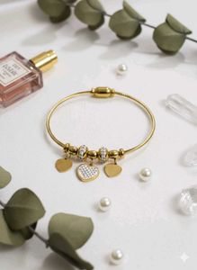 Heart Charm Bangle Bracelet