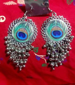 Peacock Feather Dangle Earrings