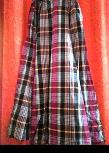 Long Gamcha Fashion Cotton Skirt With Pocket
