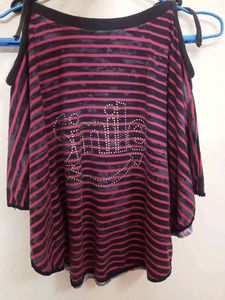 Striped Cold Shoulder Top