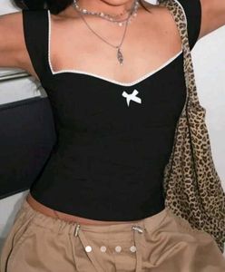 Black Crop Top with Bow
