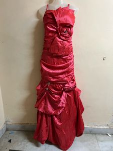 Pintrest Peach Designer Fishcut Silk Gown