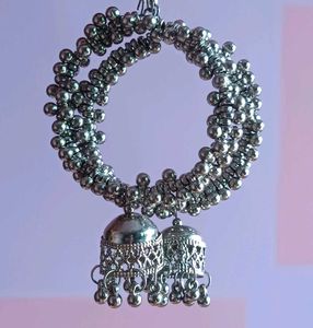 Boho Silver Jhumka Earrings