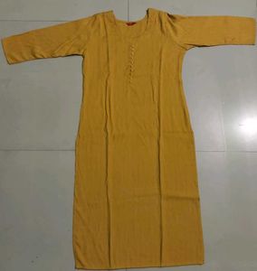 New Like Mustard Kurti with Button Detail