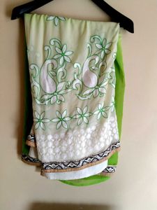 Elegant Green Embroidered Sari