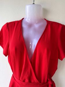 Chic Red Wrap Mini Dress