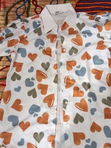 Heart Print White Top