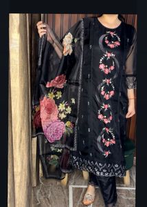 Black heavy embroidered Suit Set