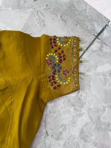 Mustard Sari with Intricate Embroidery