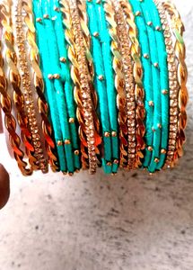 Teal & Gold Bangle Set