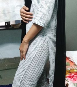 Kurta  Pant Co Ord Set  Grey White Cotton