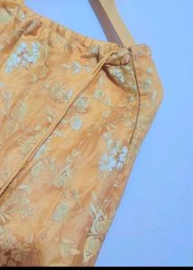 Navy Blue Blouse &amp; Golden Skirt Set For 36 Bust